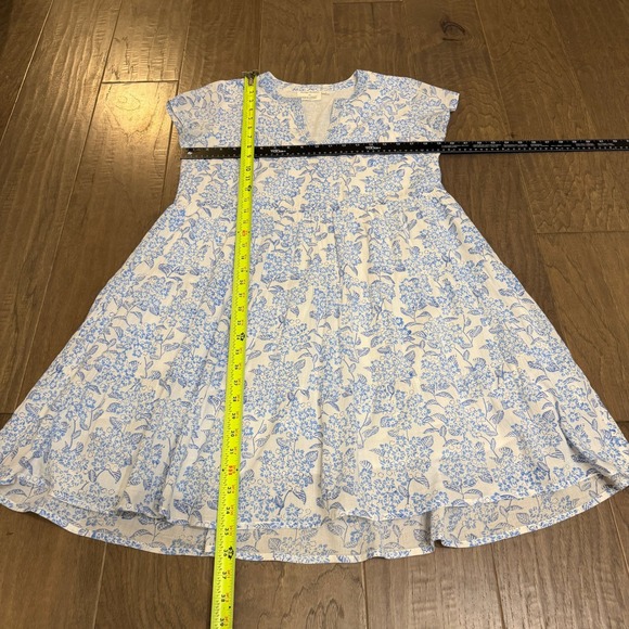 Roller Rabbit Erica Wilson Nantucket Blue Floral Tiered V Neck Dress Size S - Picture 6 of 7
